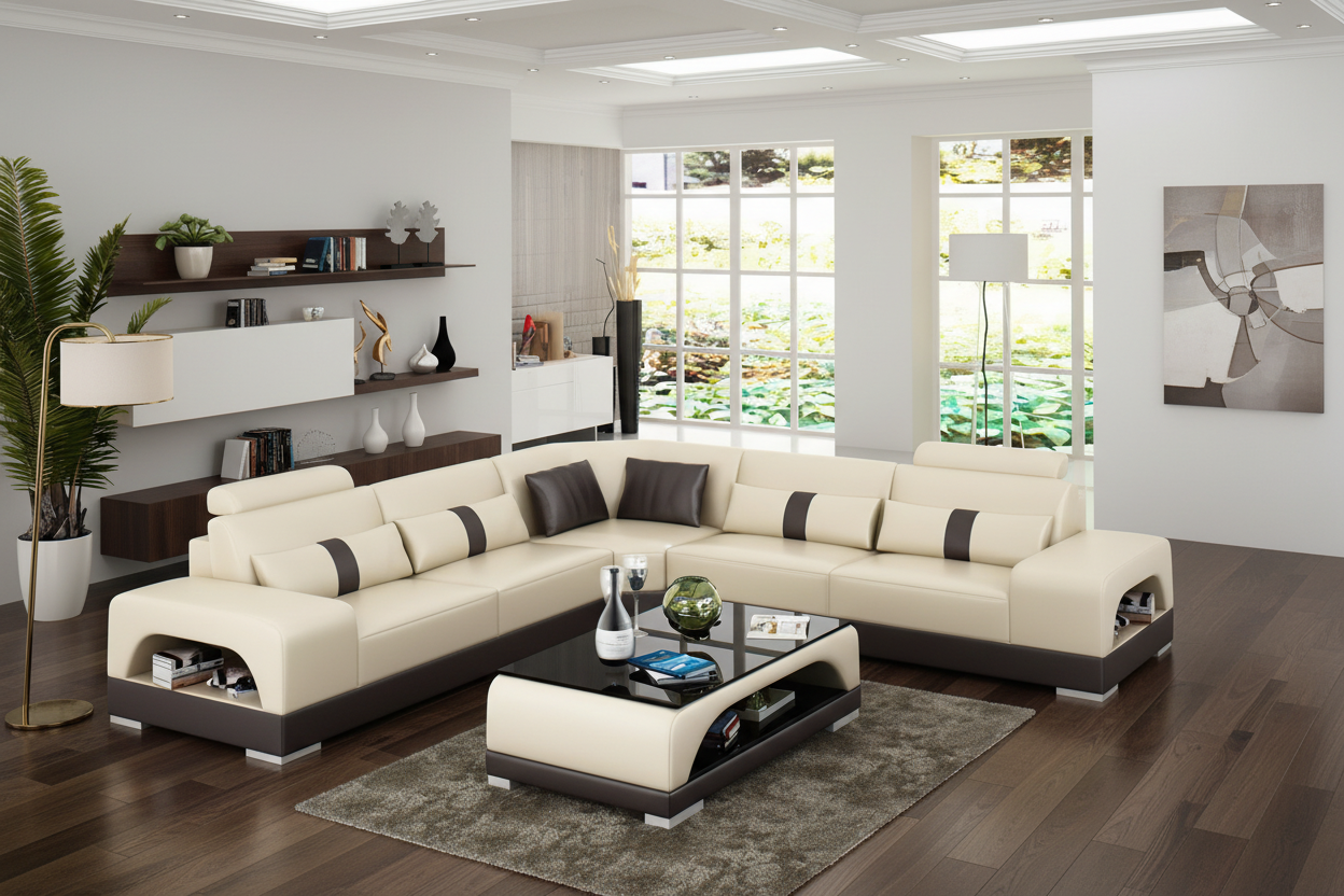 Donny Leather Sectional with Storage