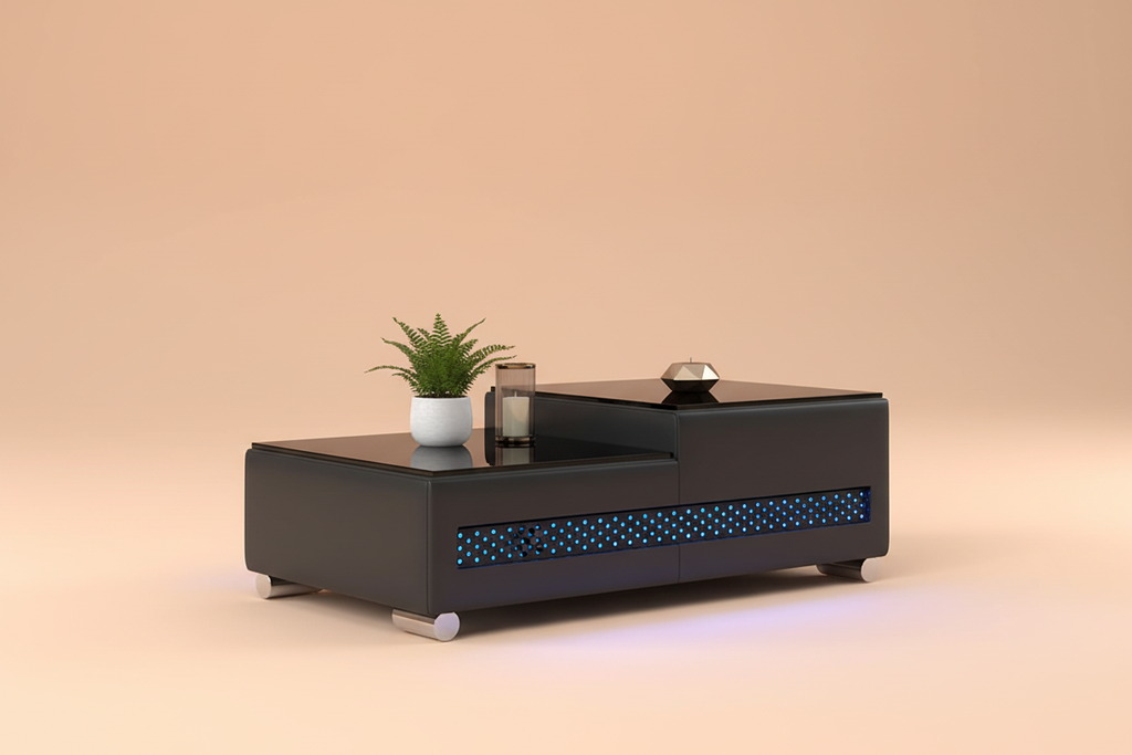 Elliot Coffee Table - Soft Apricot Peach with Decor