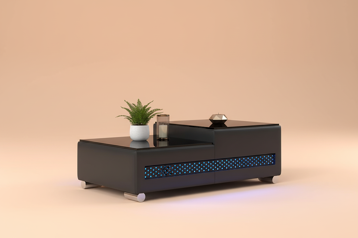 Elliot Coffee Table - Soft Apricot Peach with Decor