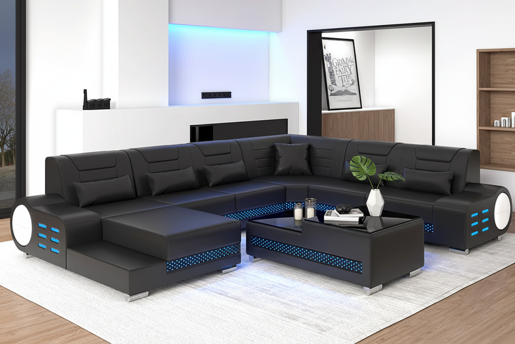 Elliot Coffee Table - Soft Champagne Beige with Decor