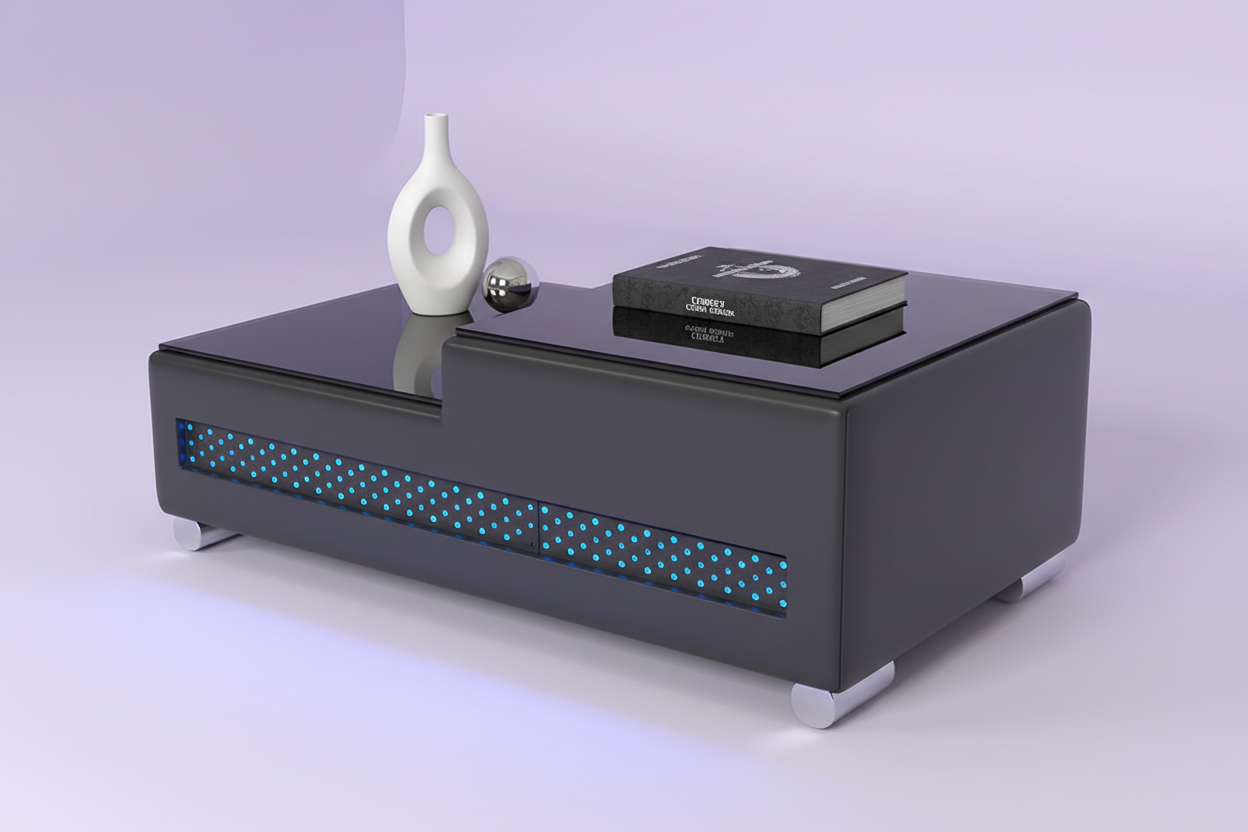 Elliot Coffee Table - Soft Lavender Purple with Decor