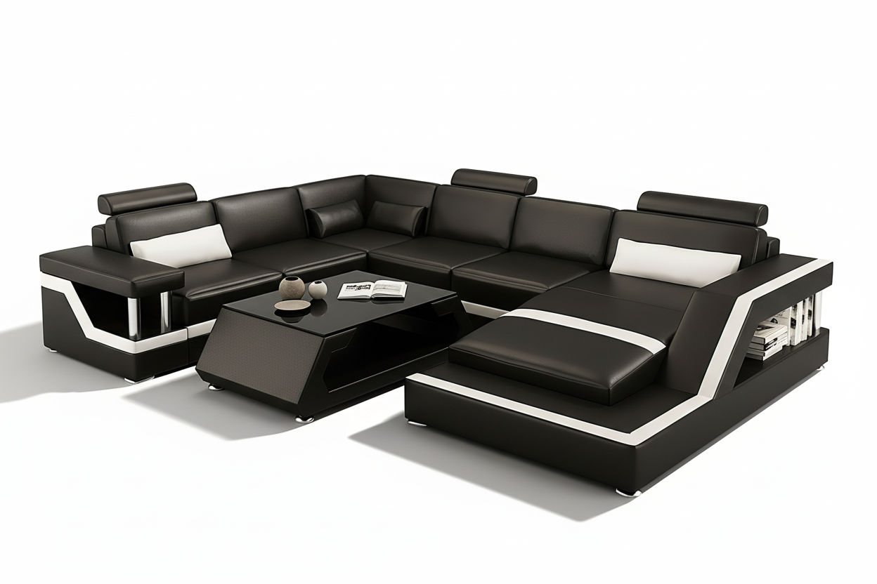 Emerson Leather Sectional With Storage