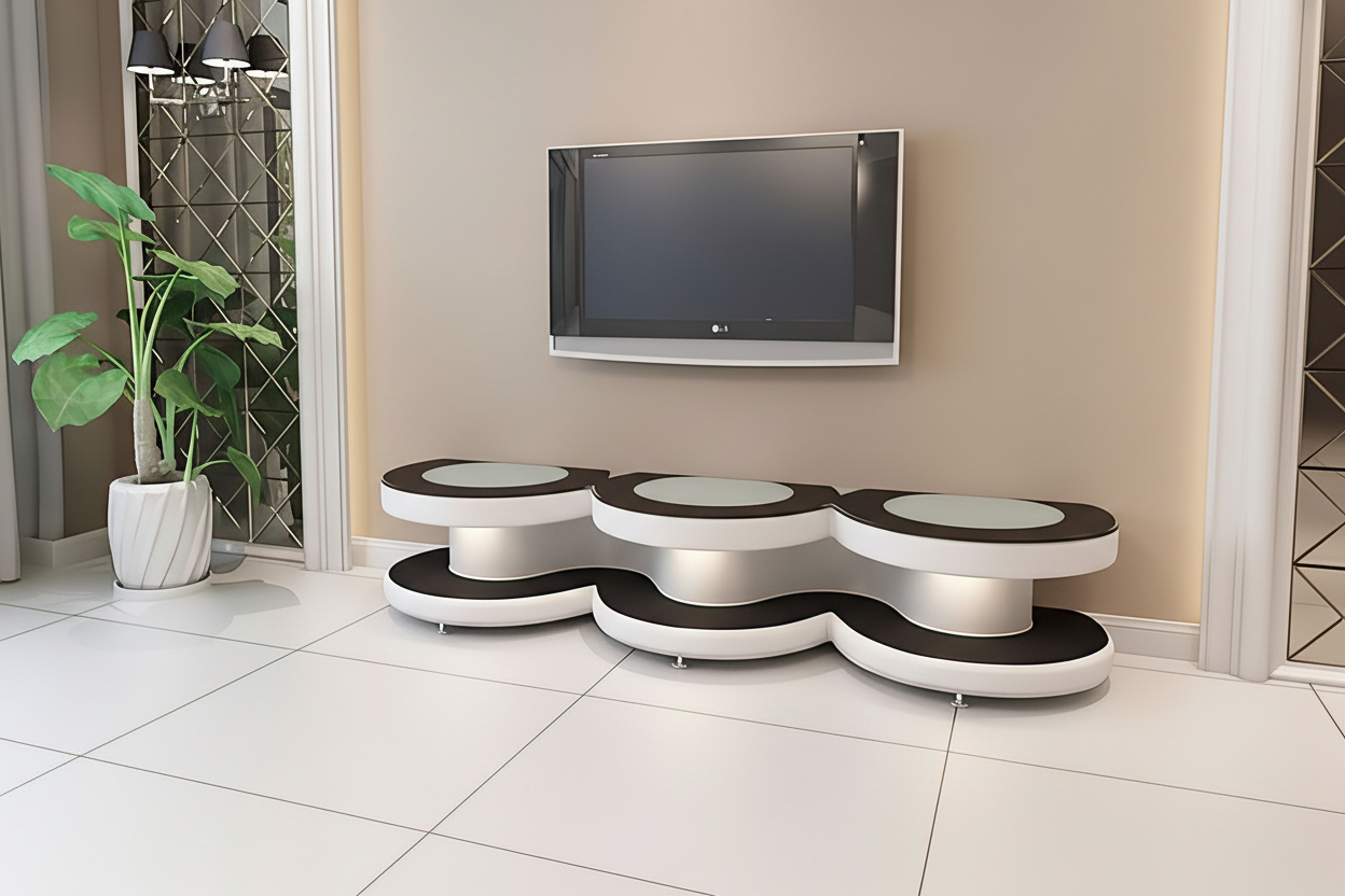 Emma TV Stand brown cream reflection