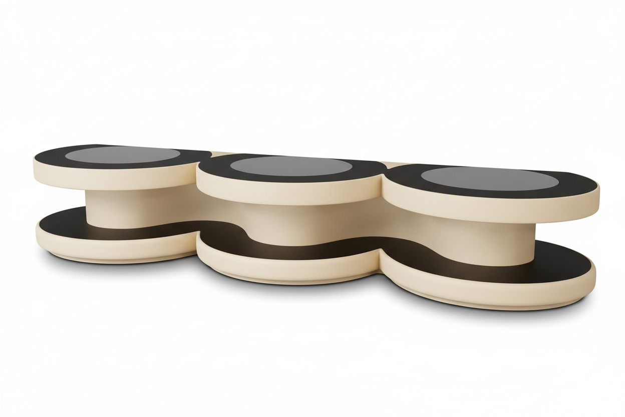 Emma TV Stand cream black blank shadow