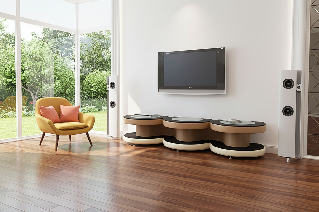 Emma TV Stand light brown cream mid-century