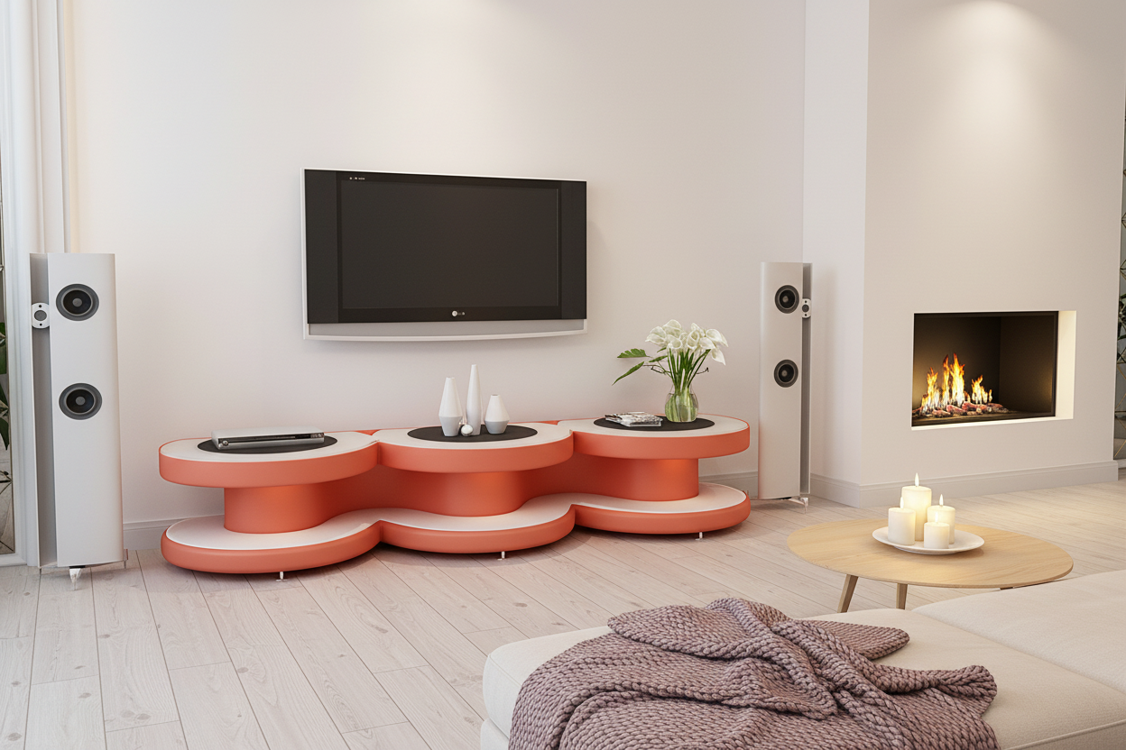 Emma TV Stand lighter orange white Nordic