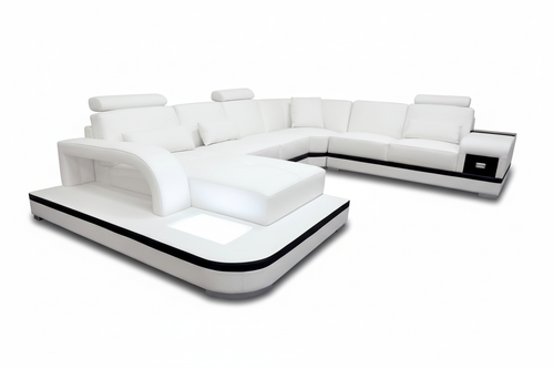 Everly Leather Sectional with LED Lights