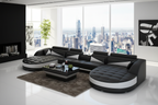 Geode Leather Sectional with Shape Chaise