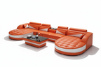 Geode Leather Sectional with Shape Chaise