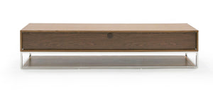 Modrest Heloise - Modern Walnut and Stainless Steel TV Stand