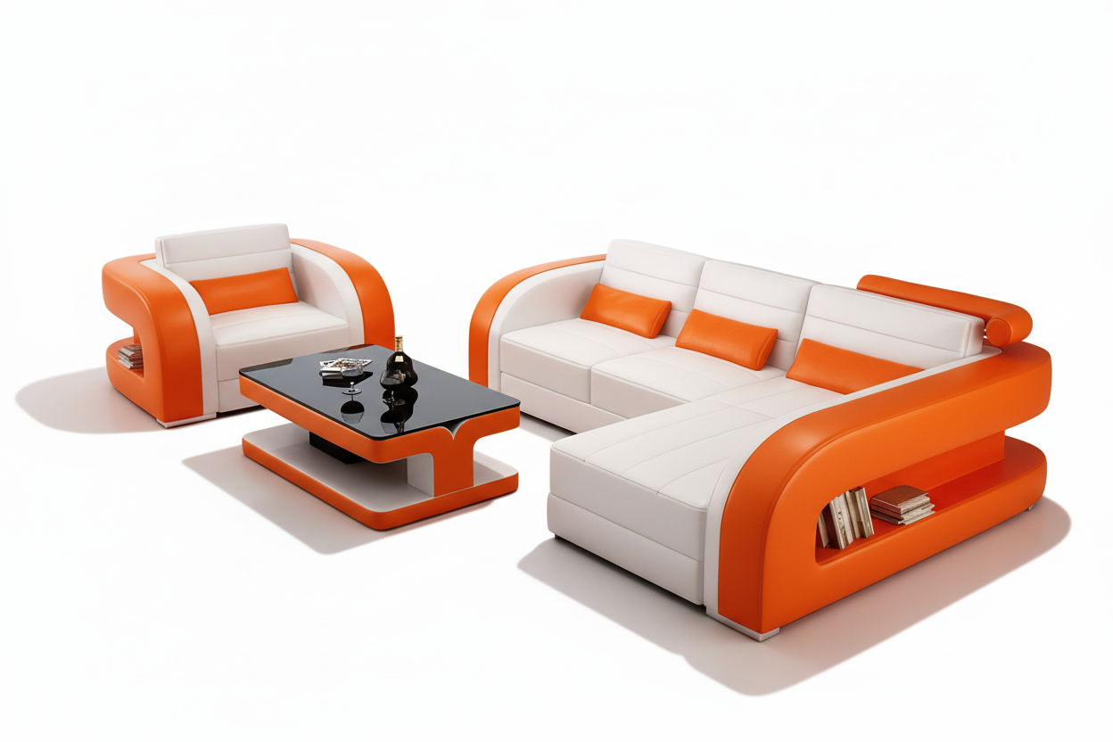 Hennessey Mini Modern Leather Sectional