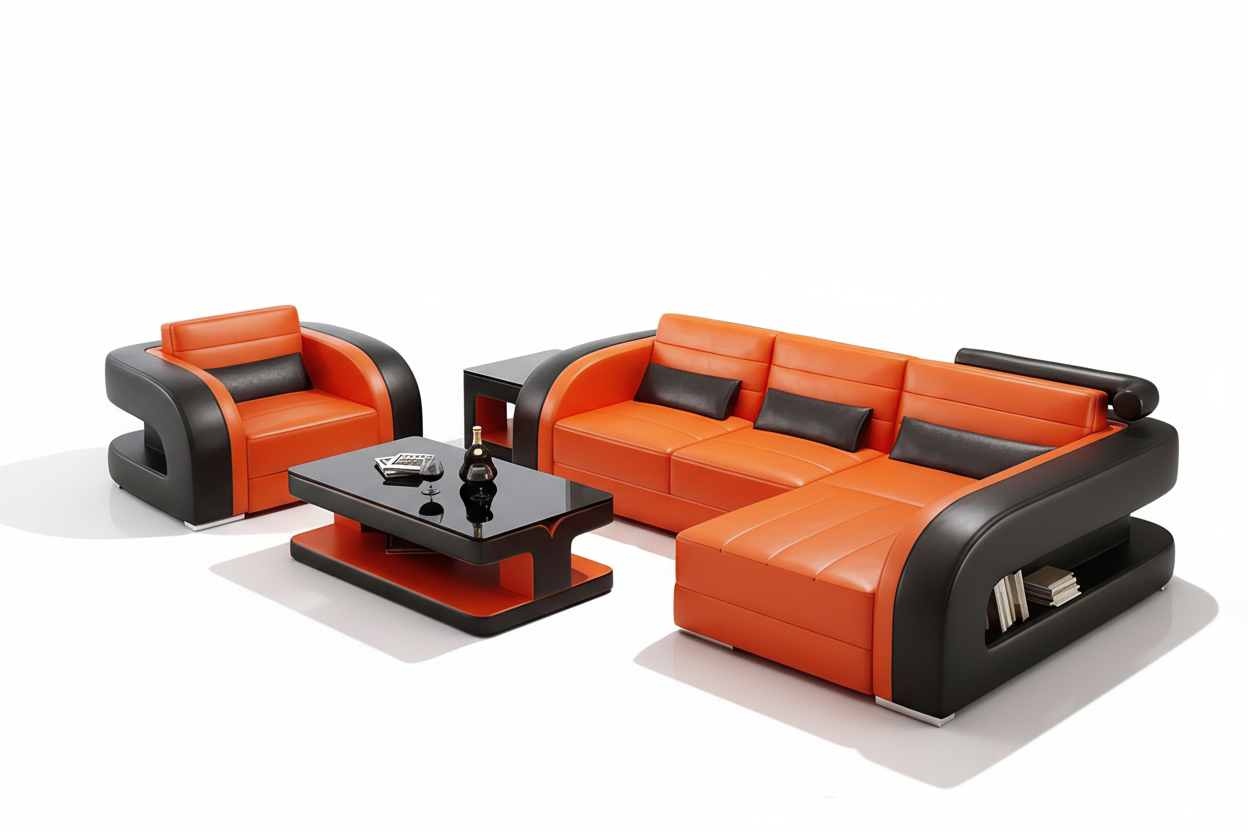 Hennessey Mini Modern Leather Sectional