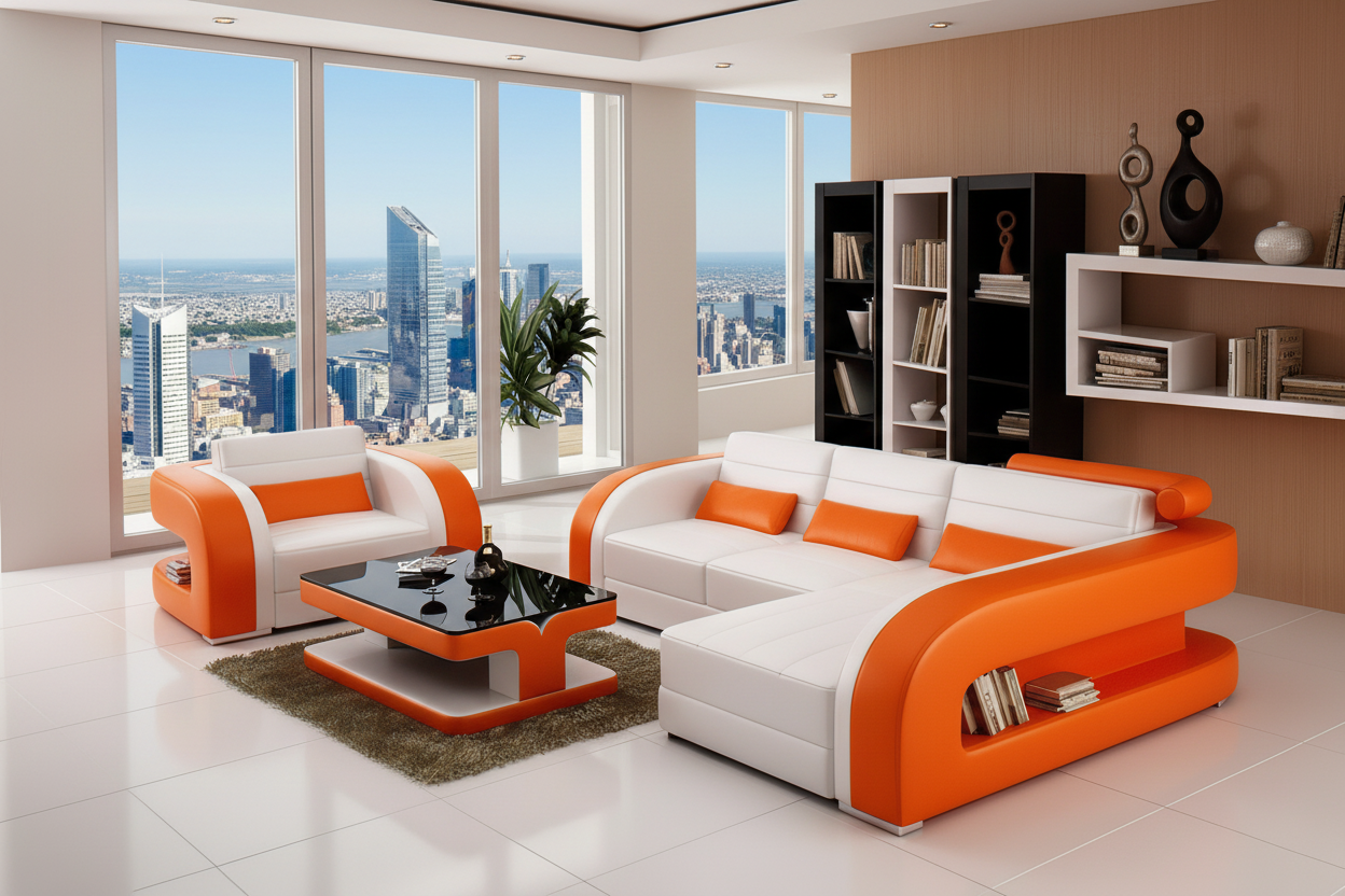 Hennessey Mini Modern Leather Sectional