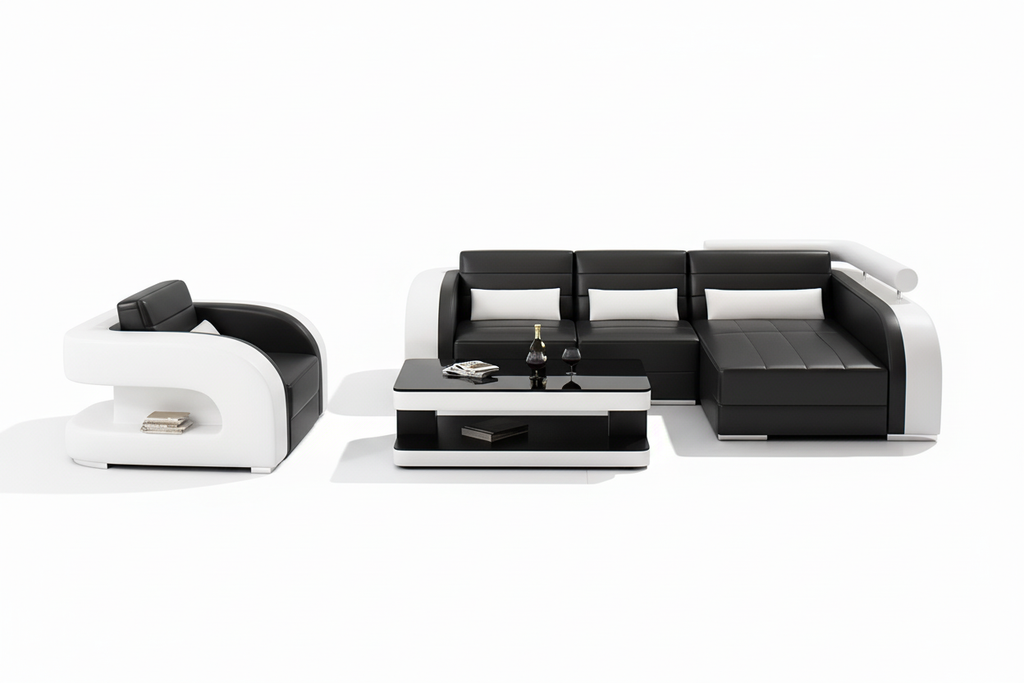 Hennessey Mini Modern Leather Sectional