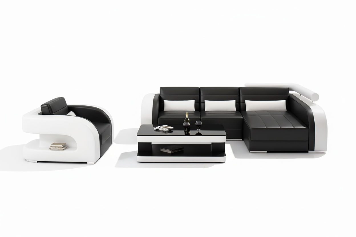 Hennessey Mini Modern Leather Sectional