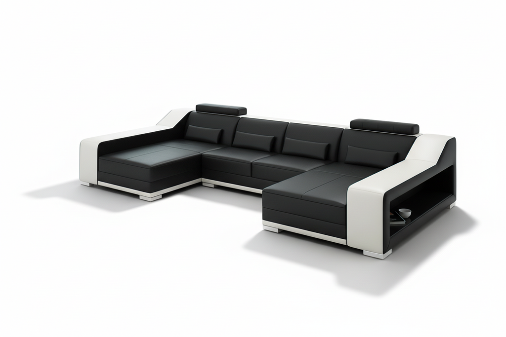 Ibiza Leather U Shape Sectional with Chaise
