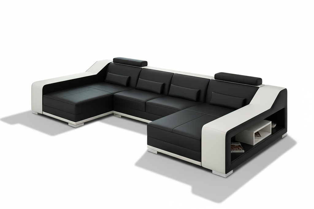 Ibiza Leather U Shape Sectional with Chaise