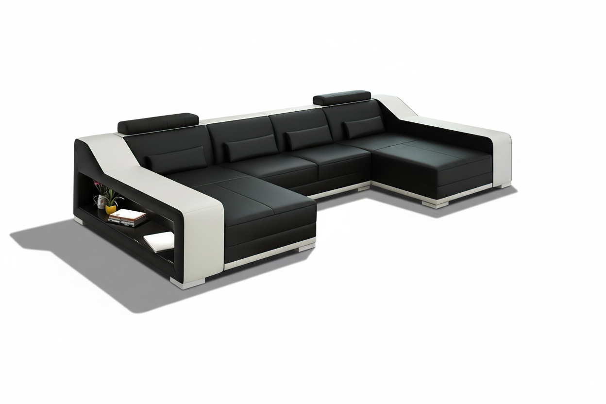 Ibiza Leather U Shape Sectional with Chaise
