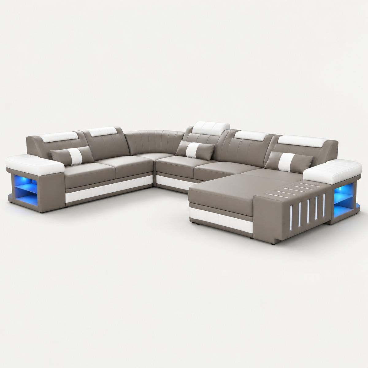 Angelas Modern Leather Sectional with LED Light