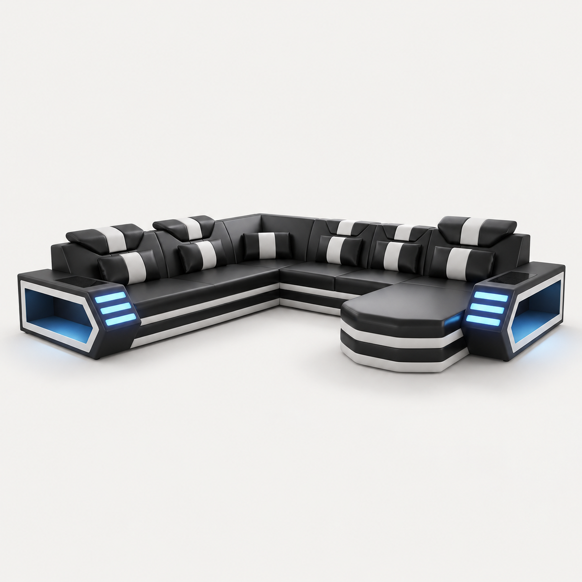 Eileend Leather Sectional Sofa with LED Lights | Futuristic Furniture