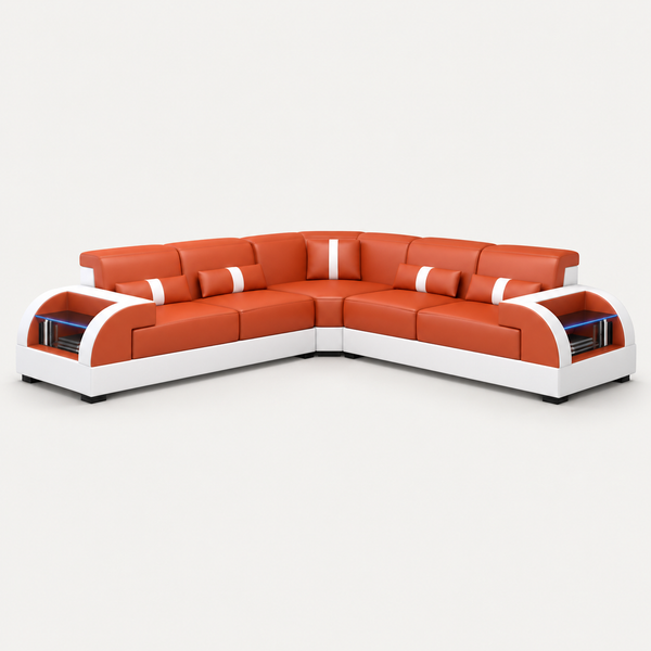 Piliu Leather Corner Sectional with Side Storage