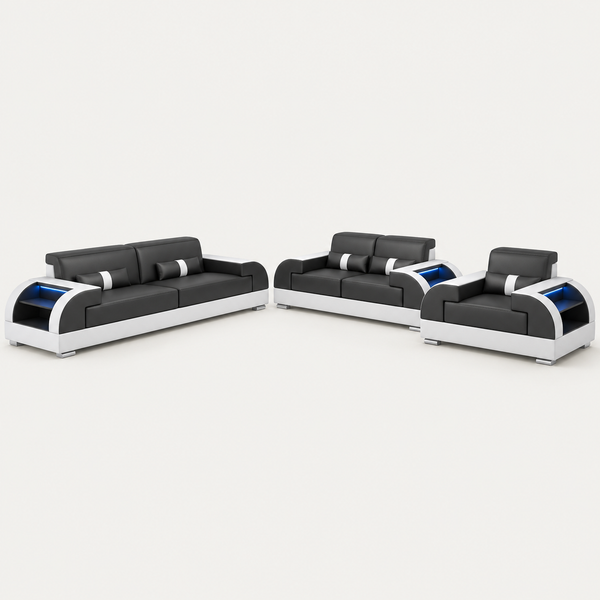 Piliu Leather Sofa Set with Side Storage