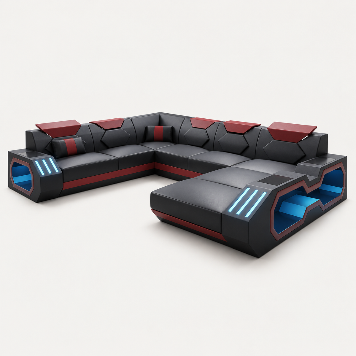 Sahara Modern Leather Sectional with LED Light