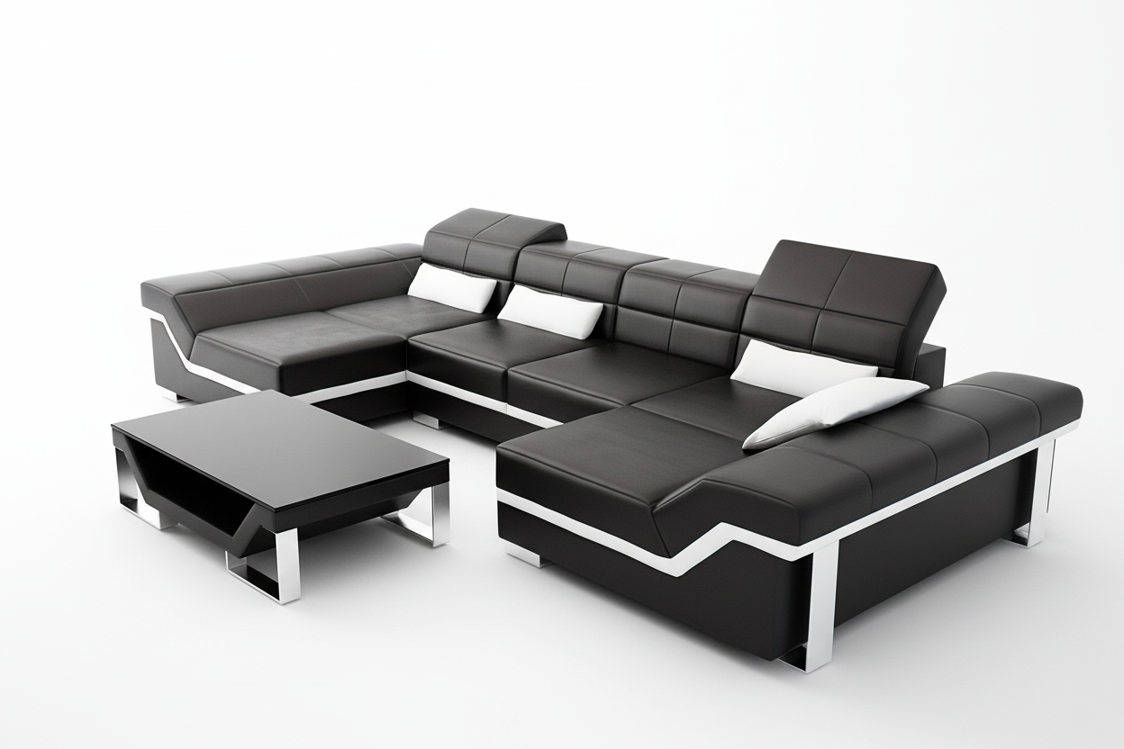 Kaniel Leather Sectional with Adjustable Headrest