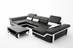 Kaniel Leather Sectional with Adjustable Headrest