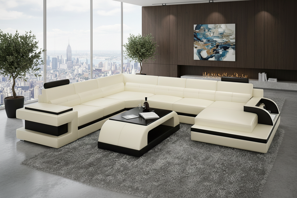 Kehlani Leather Sectional with LED Lights