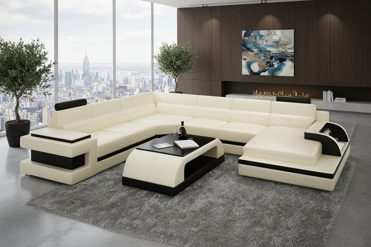 Kehlani Leather Sectional with LED Lights