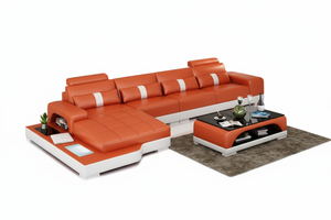 Kendrick Leather Sectional with Adjustable Headrest