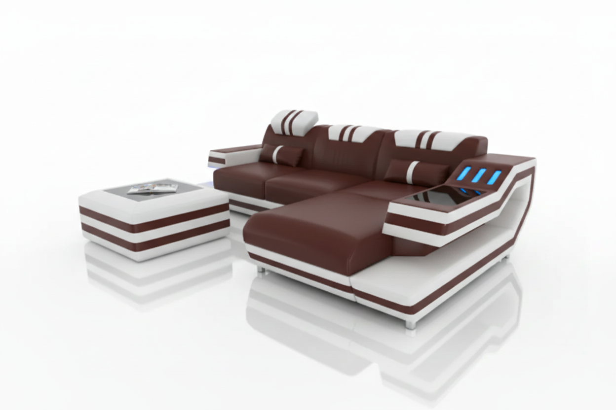 L-Shaped Sectional Brown White