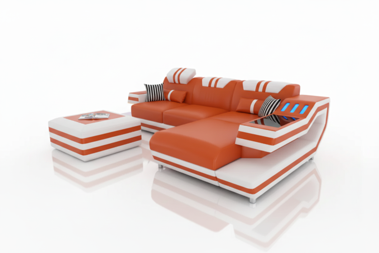 L-Shaped Sectional Orange White