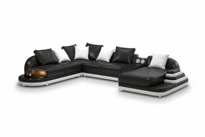 Lillian Modern Leather Sectional with Console