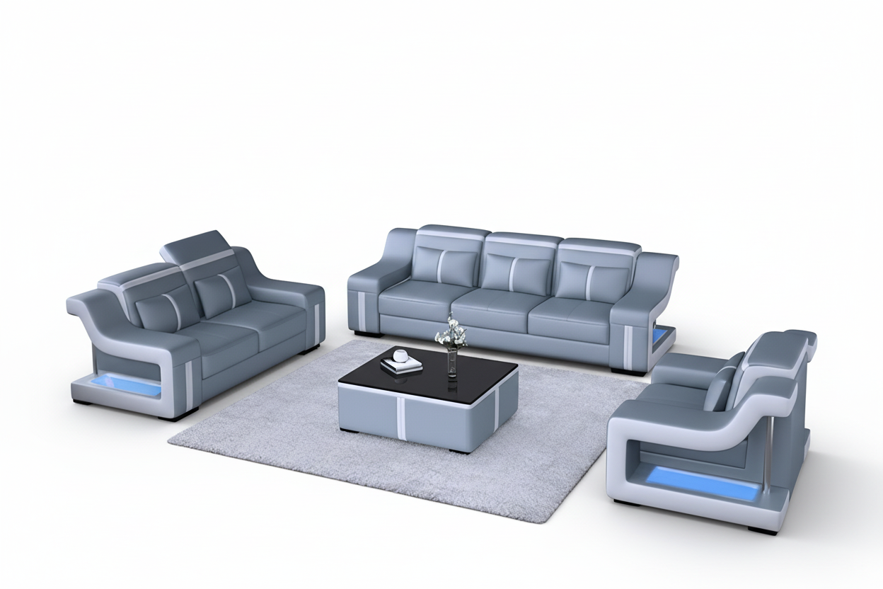 Lisa Sofa Set bluish gray white shadow