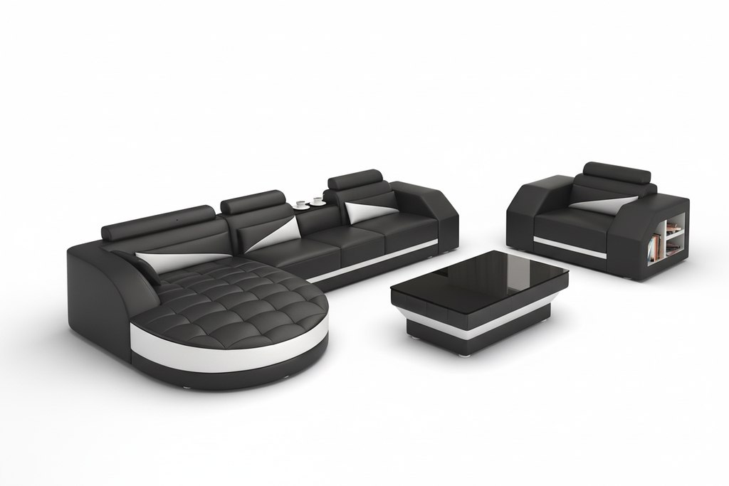 Lonsdale Leather Sectional with Shape Chaise