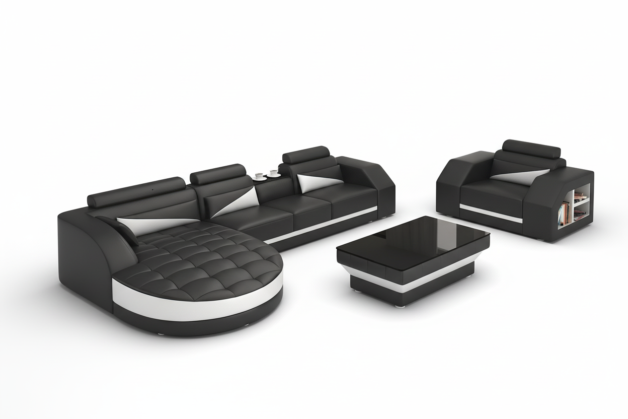 Lonsdale Leather Sectional with Shape Chaise