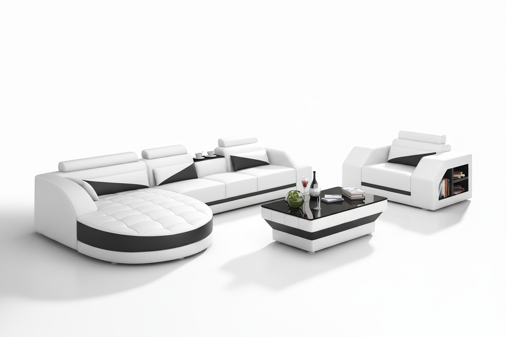 Lonsdale Leather Sectional with Shape Chaise