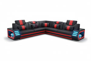 Mcmanu Modern Leather Sectional with LED Light