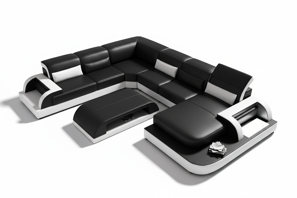 Molinaro Leather Sectional with Adjustable Headrest