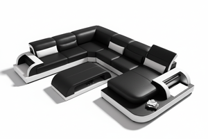 Molinaro Leather Sectional with Adjustable Headrest