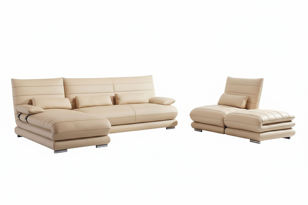 Montgomery Leather Sectional with Ottoman