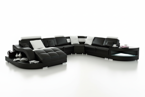 Navasota Large Leather Sectional with Shape Chaise