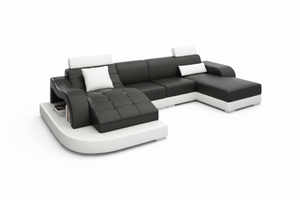 Occasional Small Leather Sectional with Adjustable Headrest