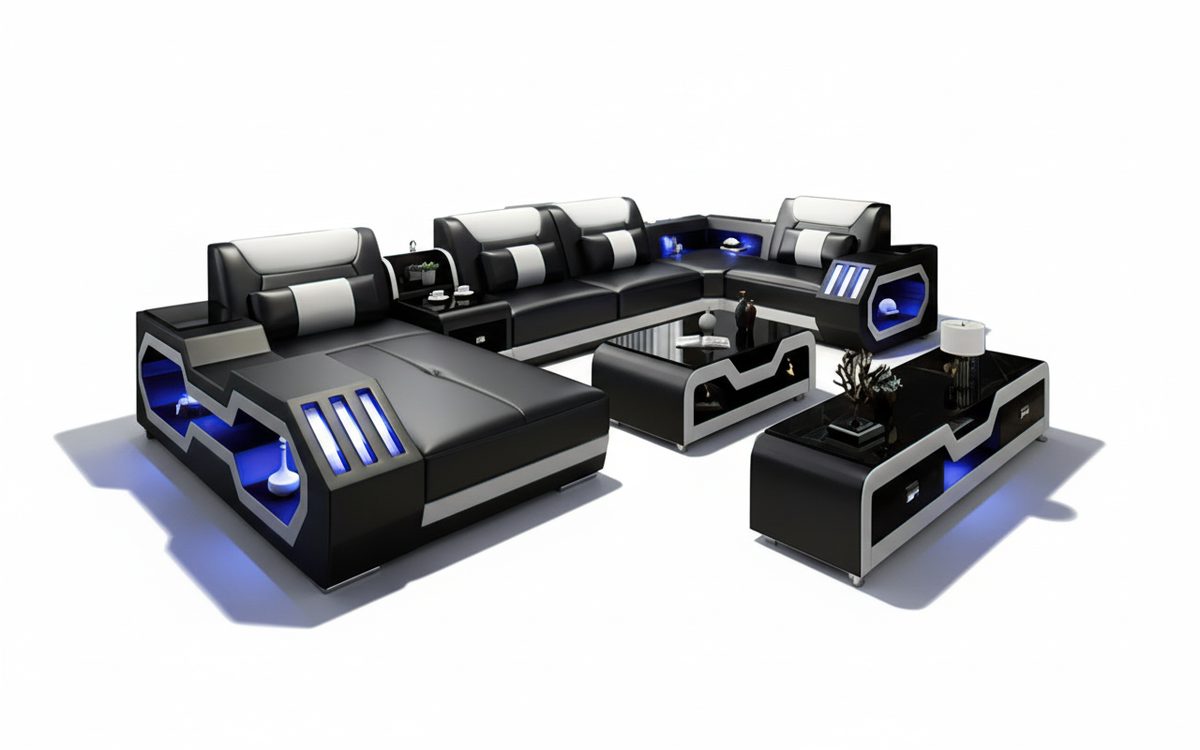 Omont Smart Sectional Sofa with Built-in Bluetooth Speaker & LED Lights | Future Living System