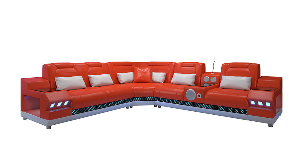 Celsius Small Modern Leather Sectional with Console