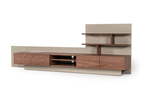 Nova Domus Pompeii Contemporary Grey & Walnut Entertainment Center