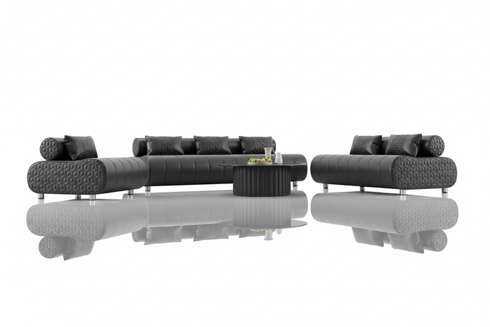 Puffer Modern Leather Sofa Set