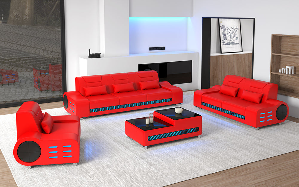 Elliot Modern Leather Sofa Set